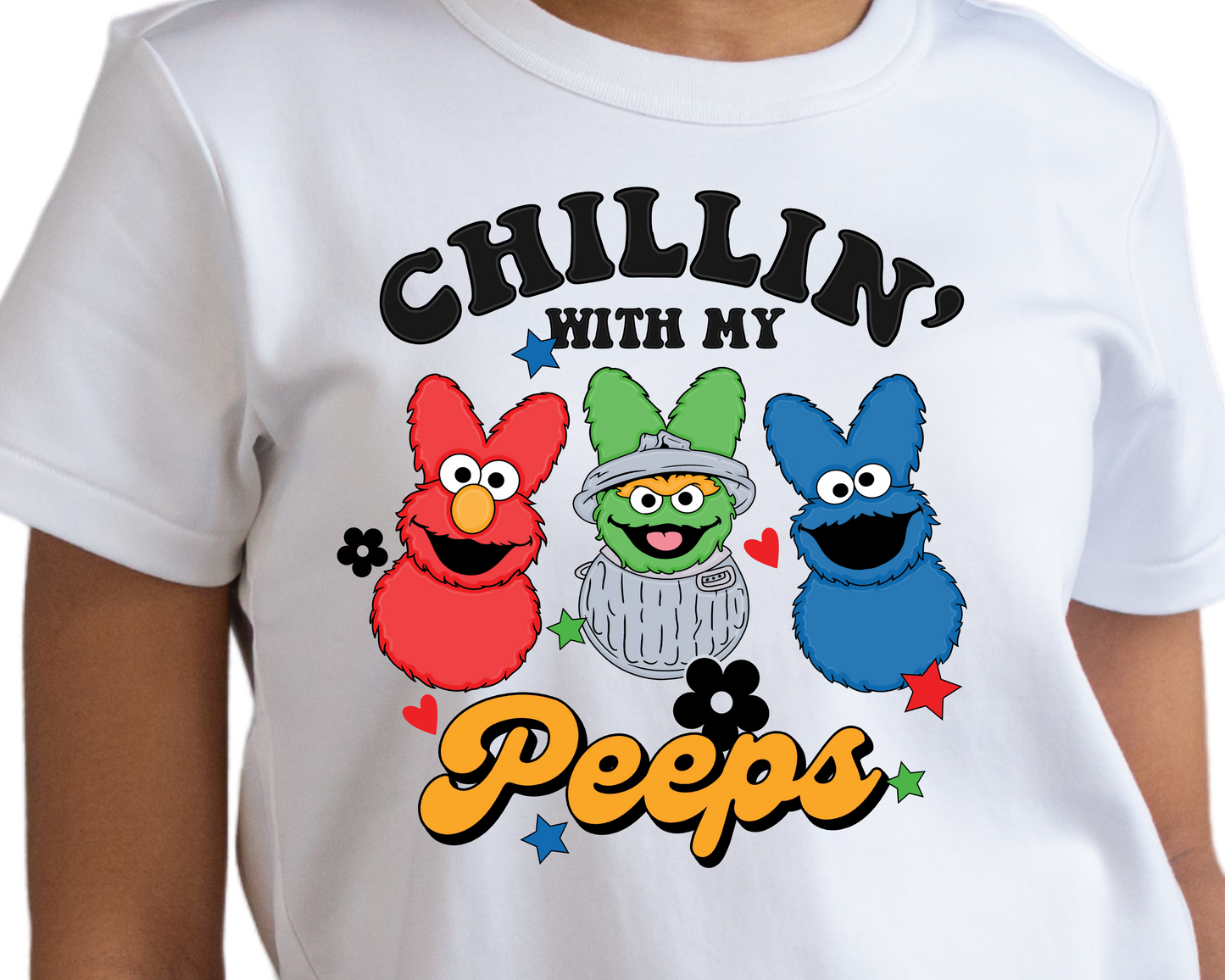 Easter / Sesame Cartoon (Chillin' With My Peeps) - Unisex T-Shirt