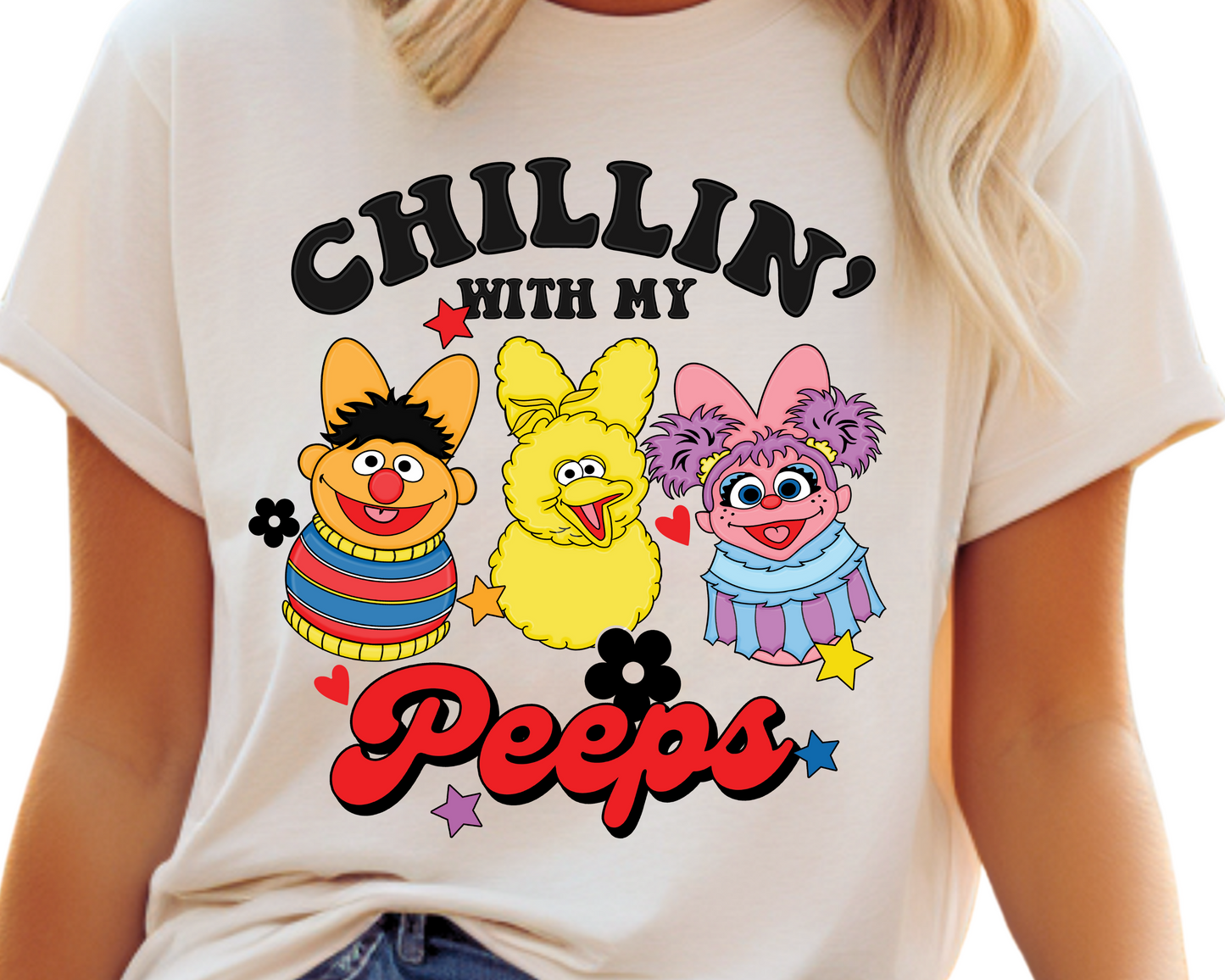 Easter / Sesame Cartoon (Chillin' With My Peeps) - Unisex T-Shirt