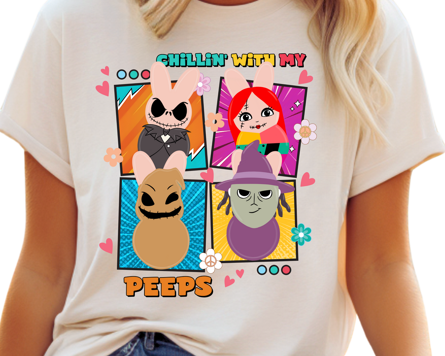 Easter / Spooky Cartoon (Chillin' With My Peeps) - Unisex T-Shirt