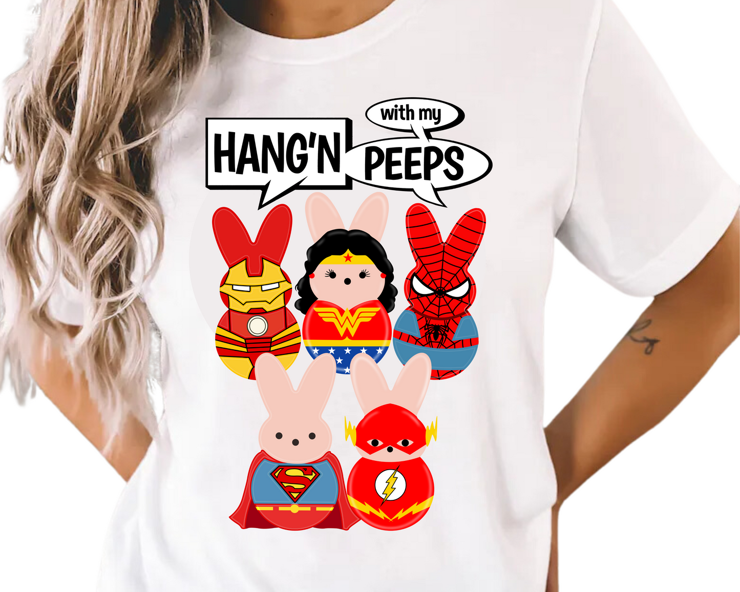 Easter / Superheroes (Hang'n With My Peeps) - Unisex T-Shirt