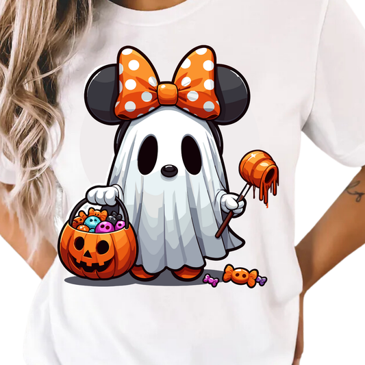 Girl Mouse Orange Bow Ghost - DTF Transfer