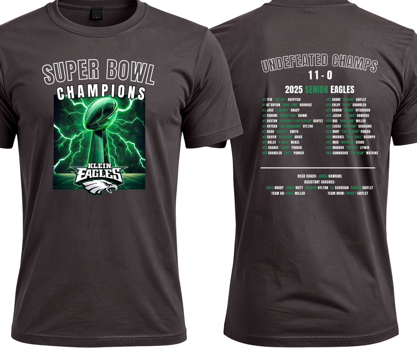(SHIRTS) SENIORS Eagles Champions, *CHOOSE PICK UP AT THE TSHIRT QUEEN*