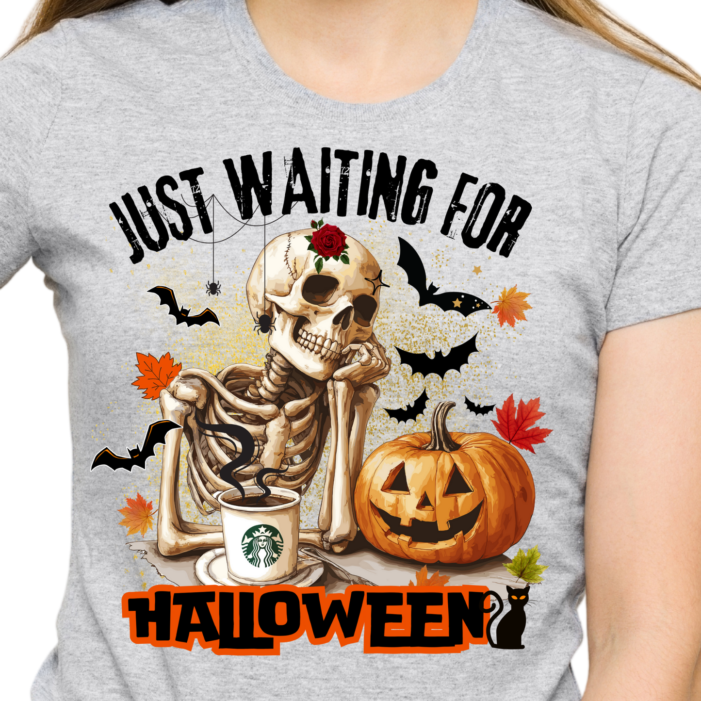 Just Waiting For Halloween / Skeleton - Unisex T-Shirt