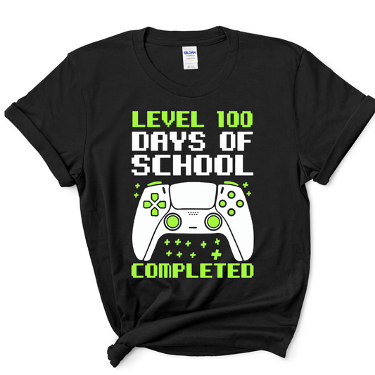 Level 100 Days Of School Completed, Green And White - DTF Transfer