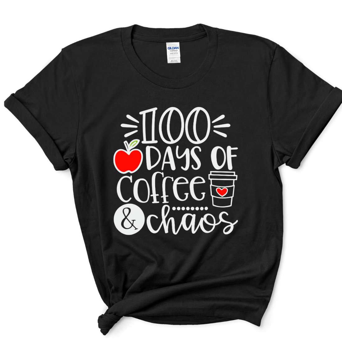 100 Days Of Coffee & Chaos Apple - Unisex T-Shirt