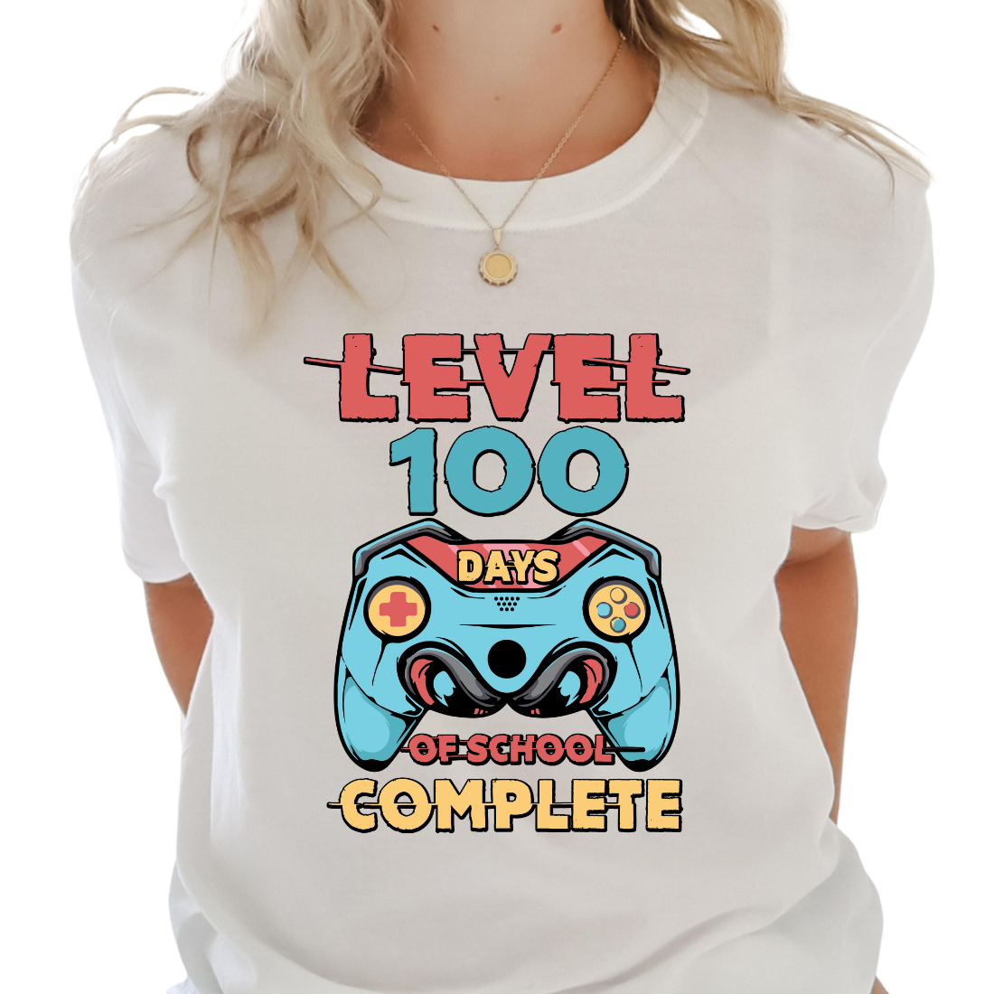 Level 100 Days Of School Completed Blue - Unisex T-Shirt