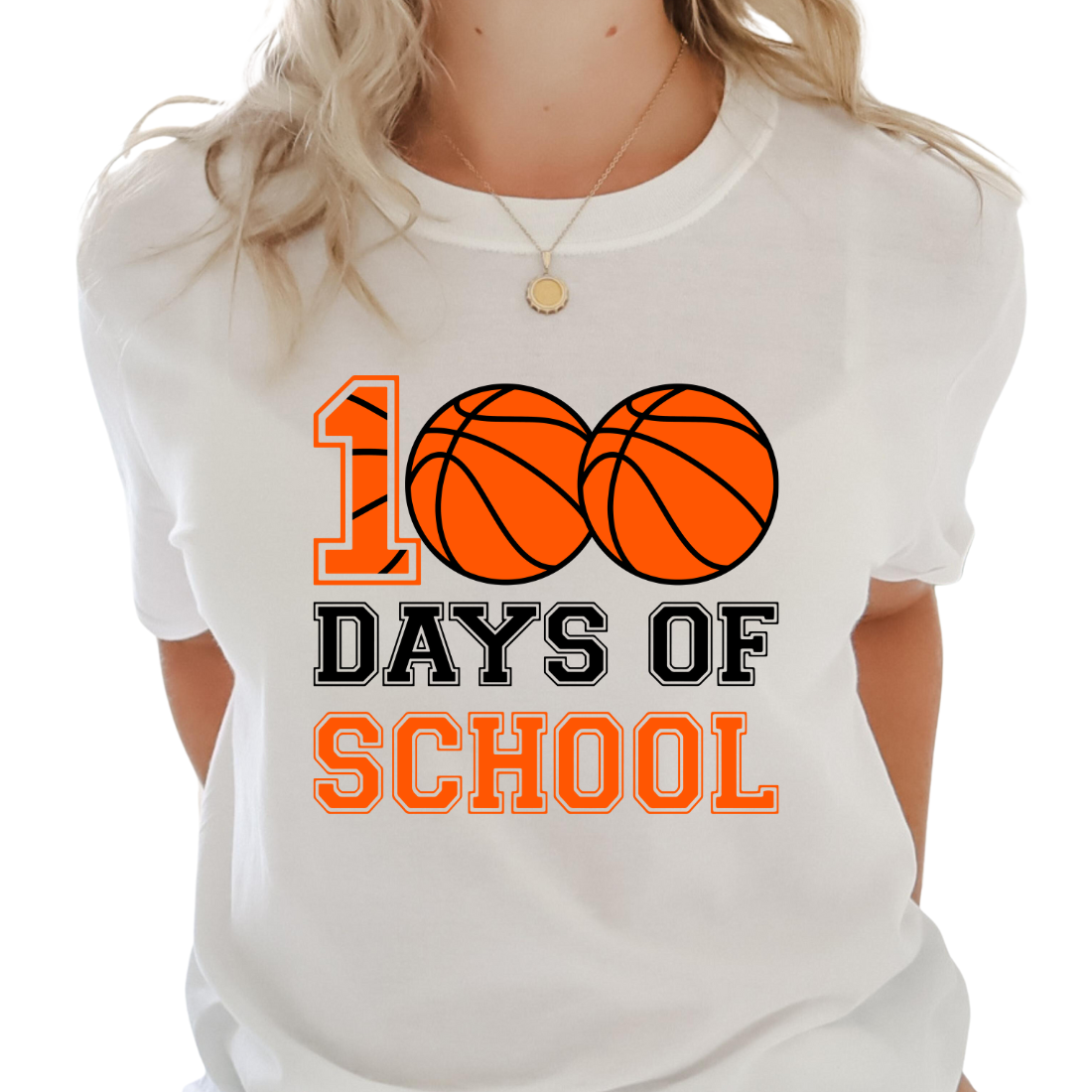 100 Days Of School, Basketball Pattern - Unisex T-Shirt