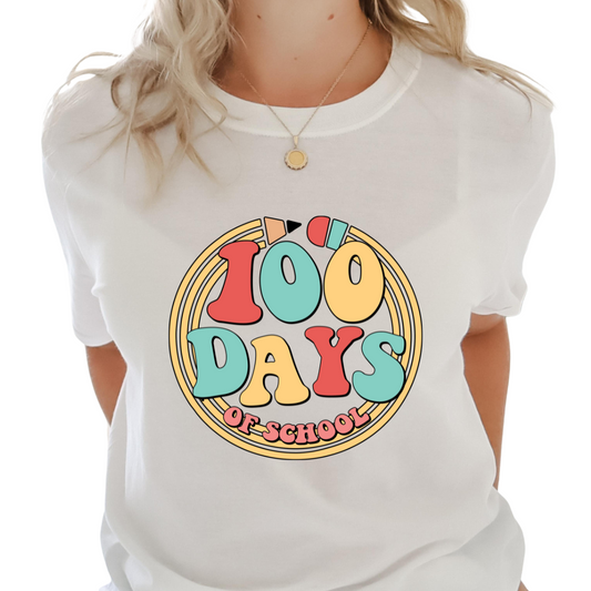 100 Days Of School, Round Pencil - DTF Transfer