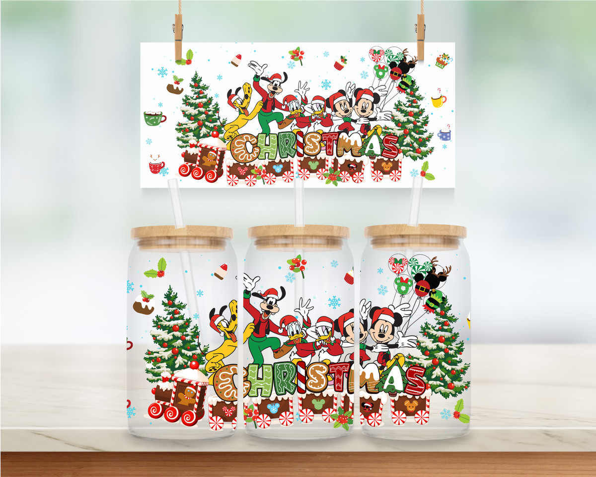 Mouse Friends Christmas - 16 oz. UV DTF Cup Wrap