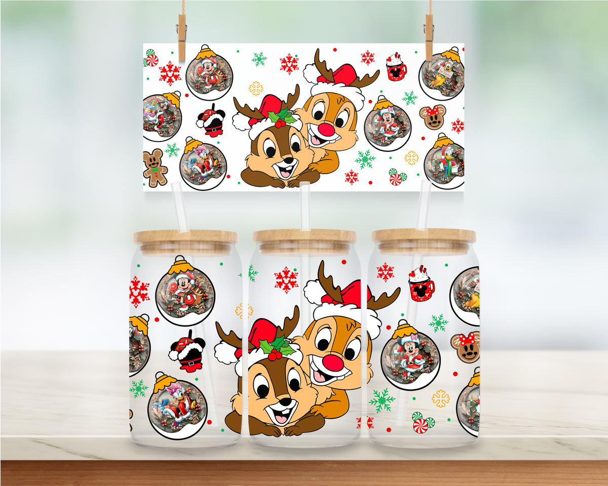 Chipmunks, Snowy Christmas - 16 oz. UV DTF Cup Wrap