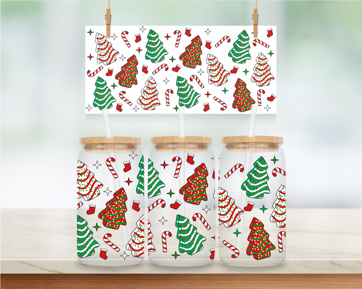 Christmas Tree Cakes Collage - 16 oz. UV DTF Cup Wrap