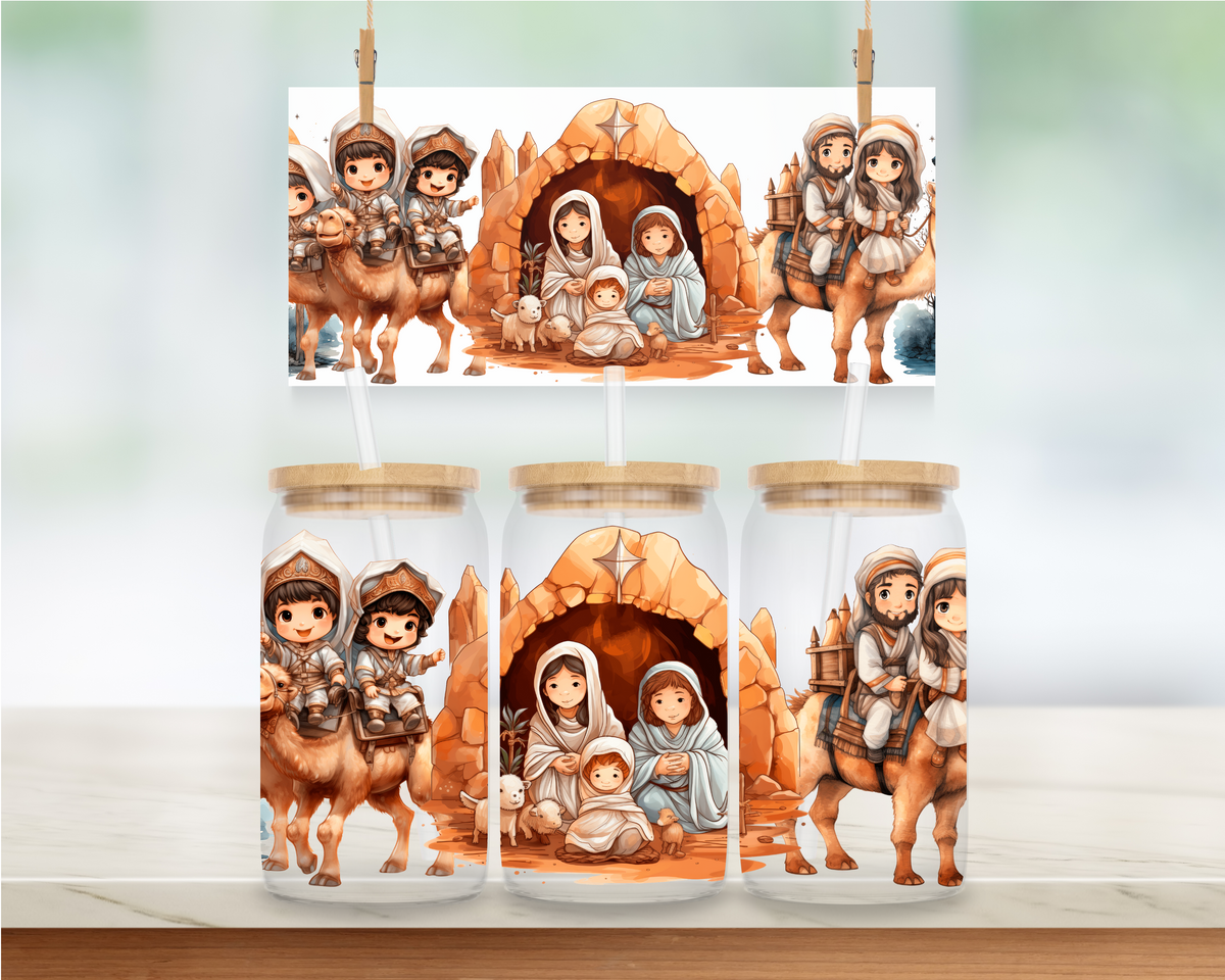 Jesus, Nativity Scene - 16 oz. UV DTF Cup Wrap