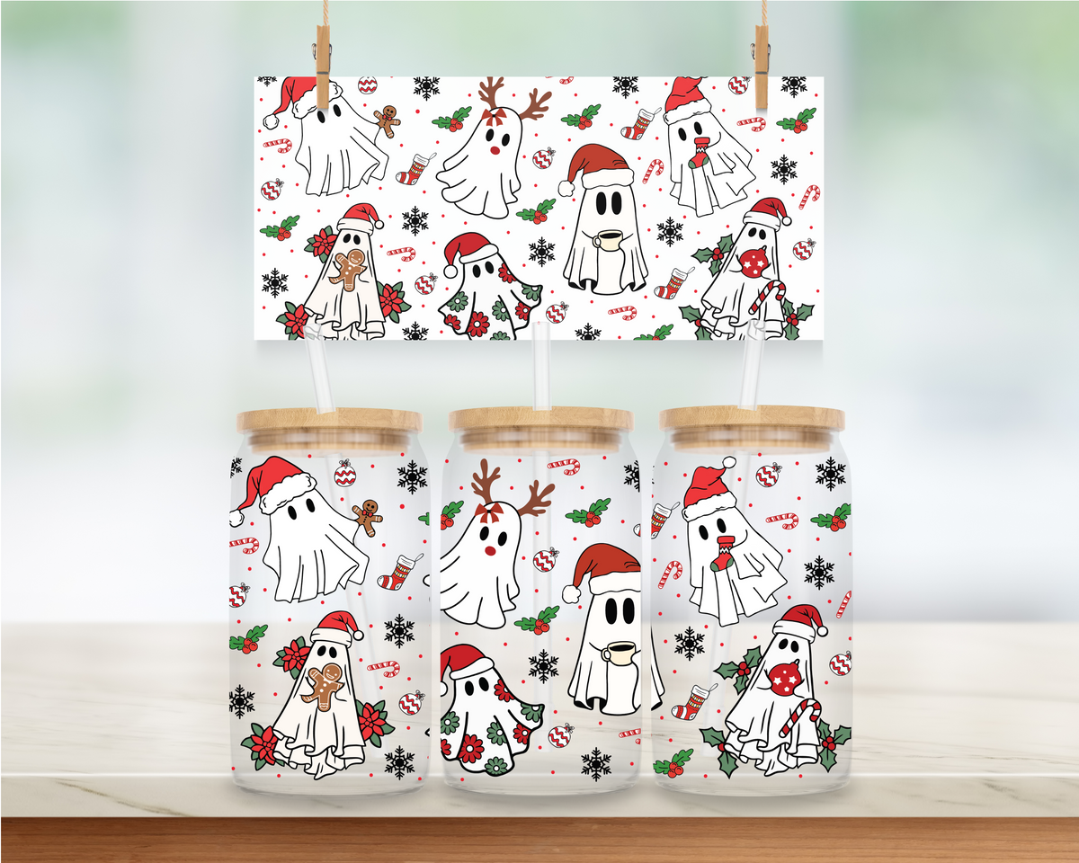 Christmas Ghost Collage - 16 oz. UV DTF Cup Wrap