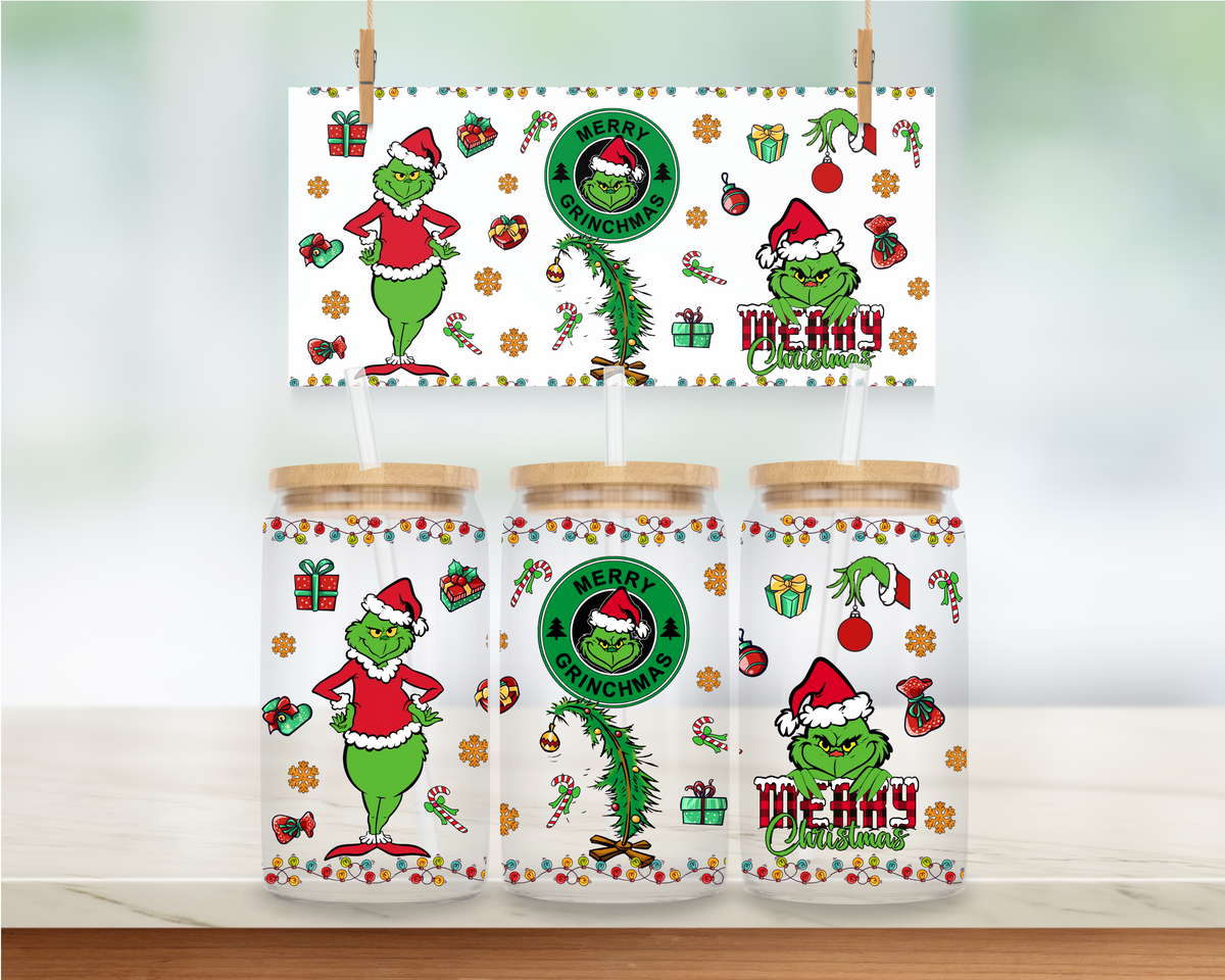 Mean, Green, Merry Ginchmas Guy - 16 oz. UV DTF Cup Wrap