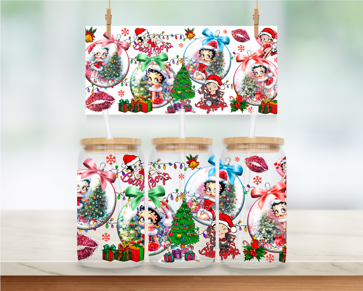 Pretty Girl Boop Christmas - 16 oz. UV DTF Cup Wrap