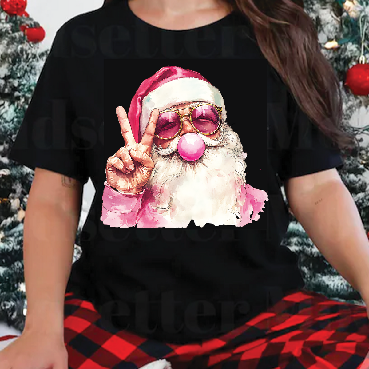 Peace Santa, with Bubble Gum - DTF Transfer