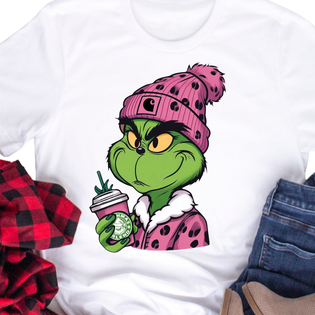 Green Gnome with Pink Cheetah Sweater - Unisex T-Shirt