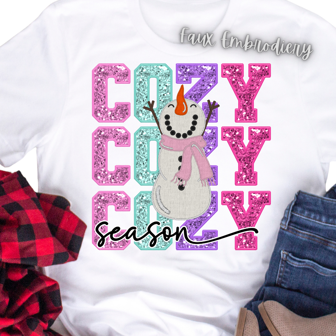 Cozy Faux Embroidery - Unisex T-Shirt