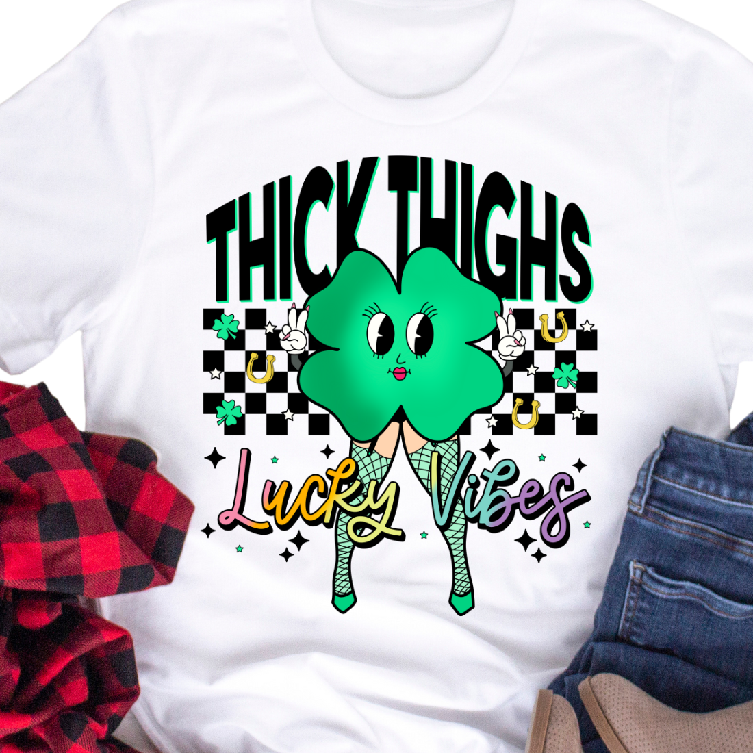 Thick Thighs Lucky Vibes - Unisex T-Shirt