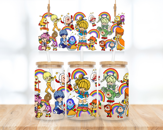 Rainbow Girl Cartoon - 16 oz. UV DTF Cup Wrap