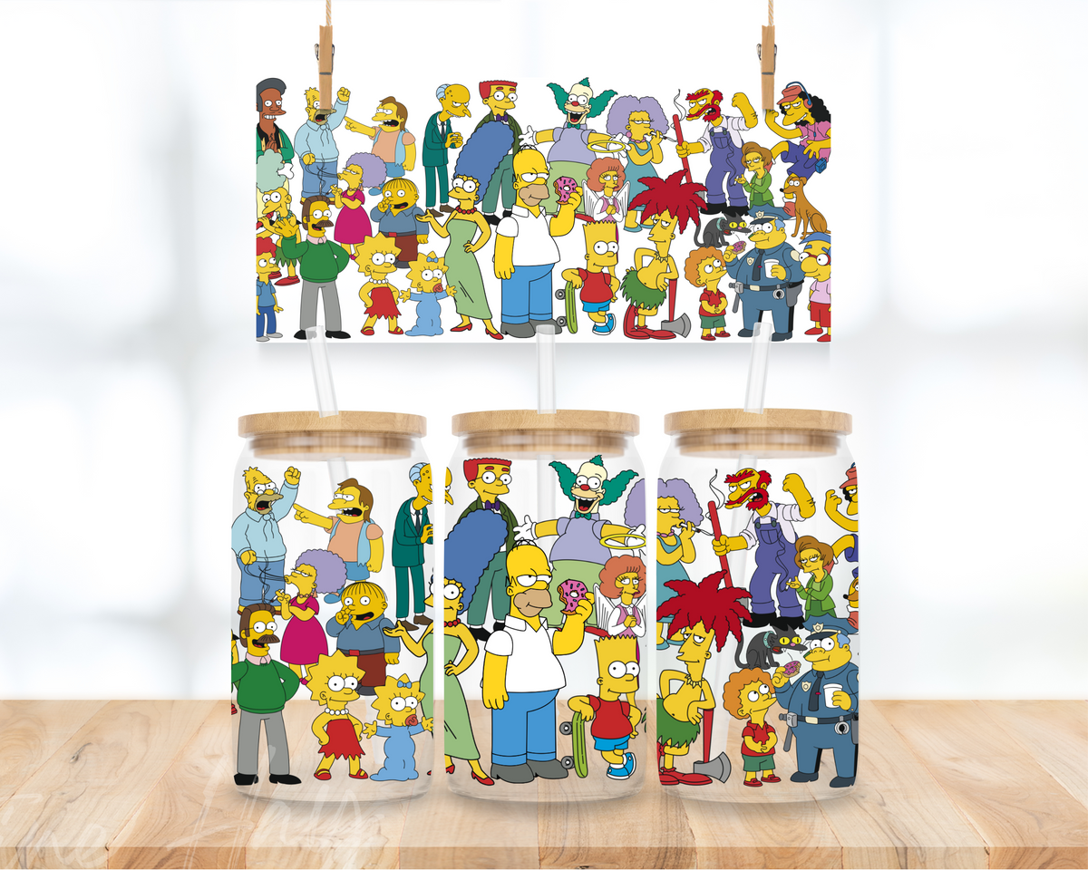 Yellow People Cartoon - 16 oz. UV DTF Cup Wrap