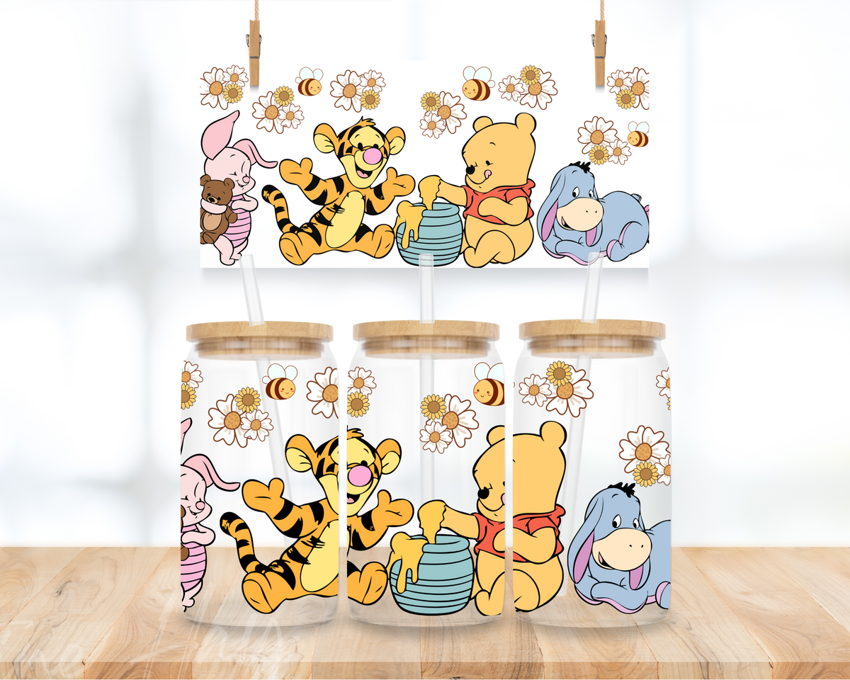 Yellow Bear Cartoon - 16 oz. UV DTF Cup Wrap