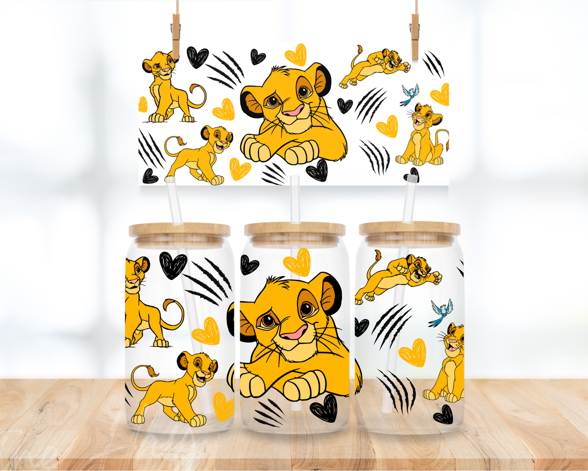 Baby Lion Cartoon - 16 oz. UV DTF Cup Wrap