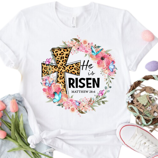 He is Risen / Floral Wreath - DTF Transfer