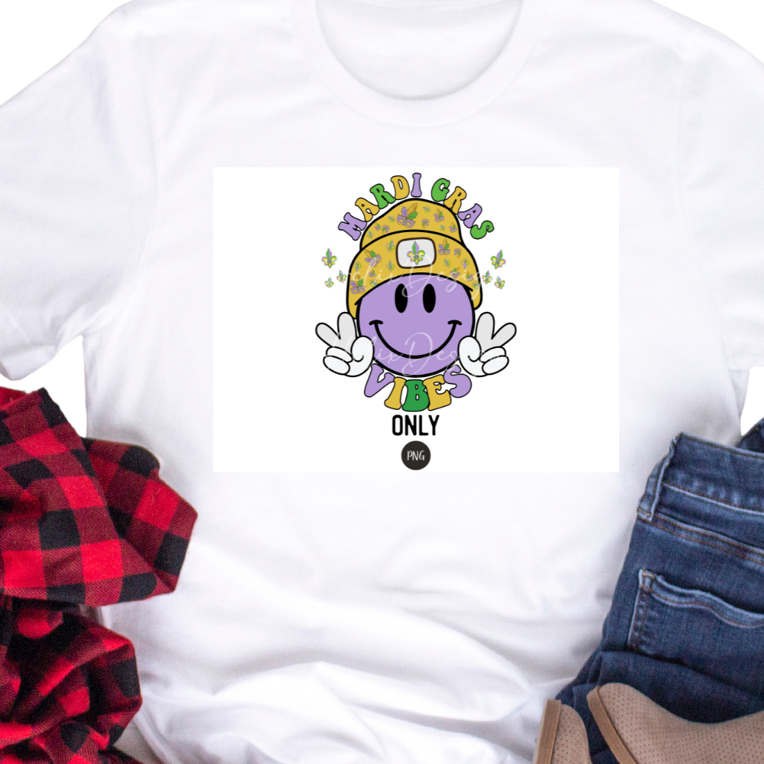 Mardi Gras Smiley Face - Unisex T-Shirt