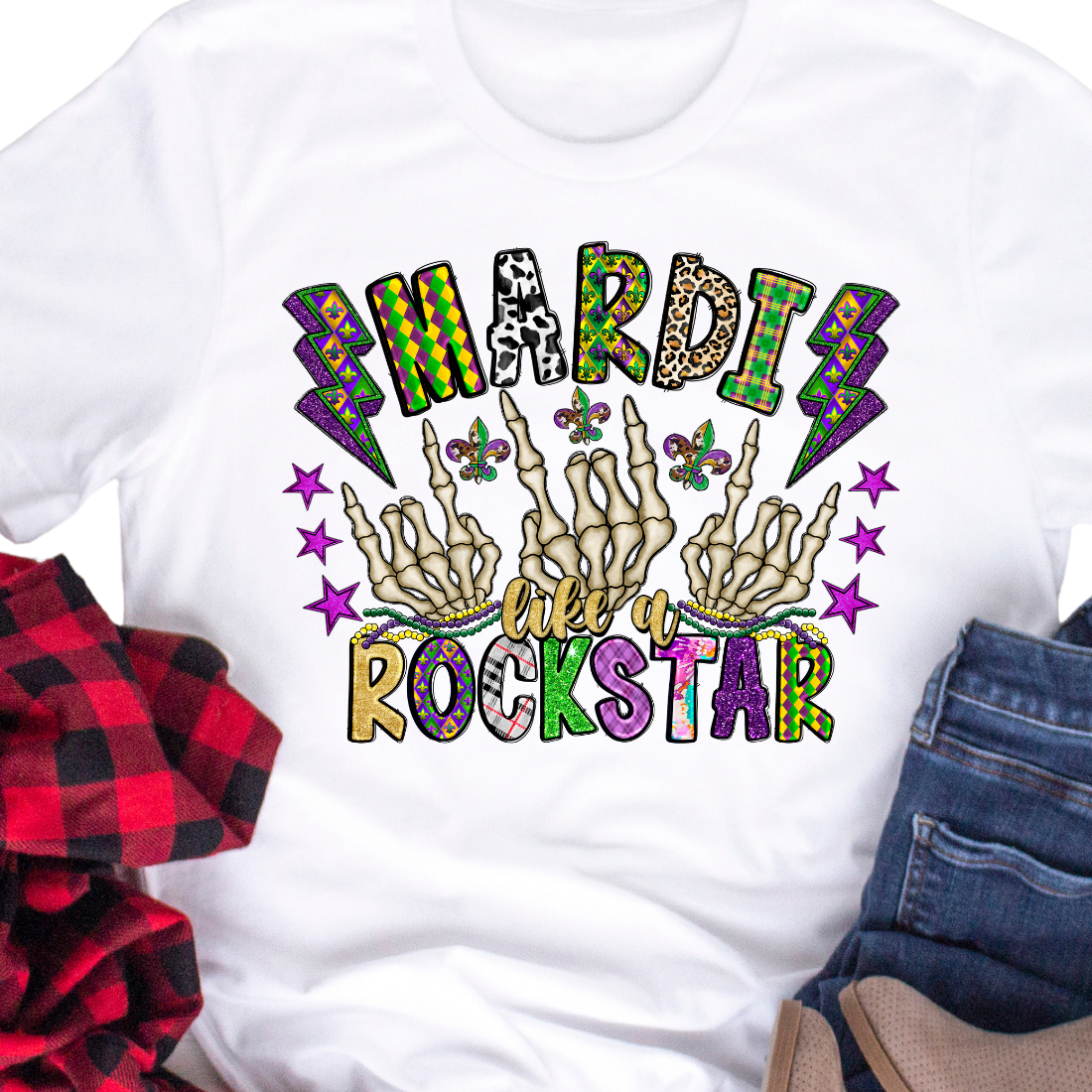 Skeleton Mardi Like A RockStar - Unisex T-Shirt