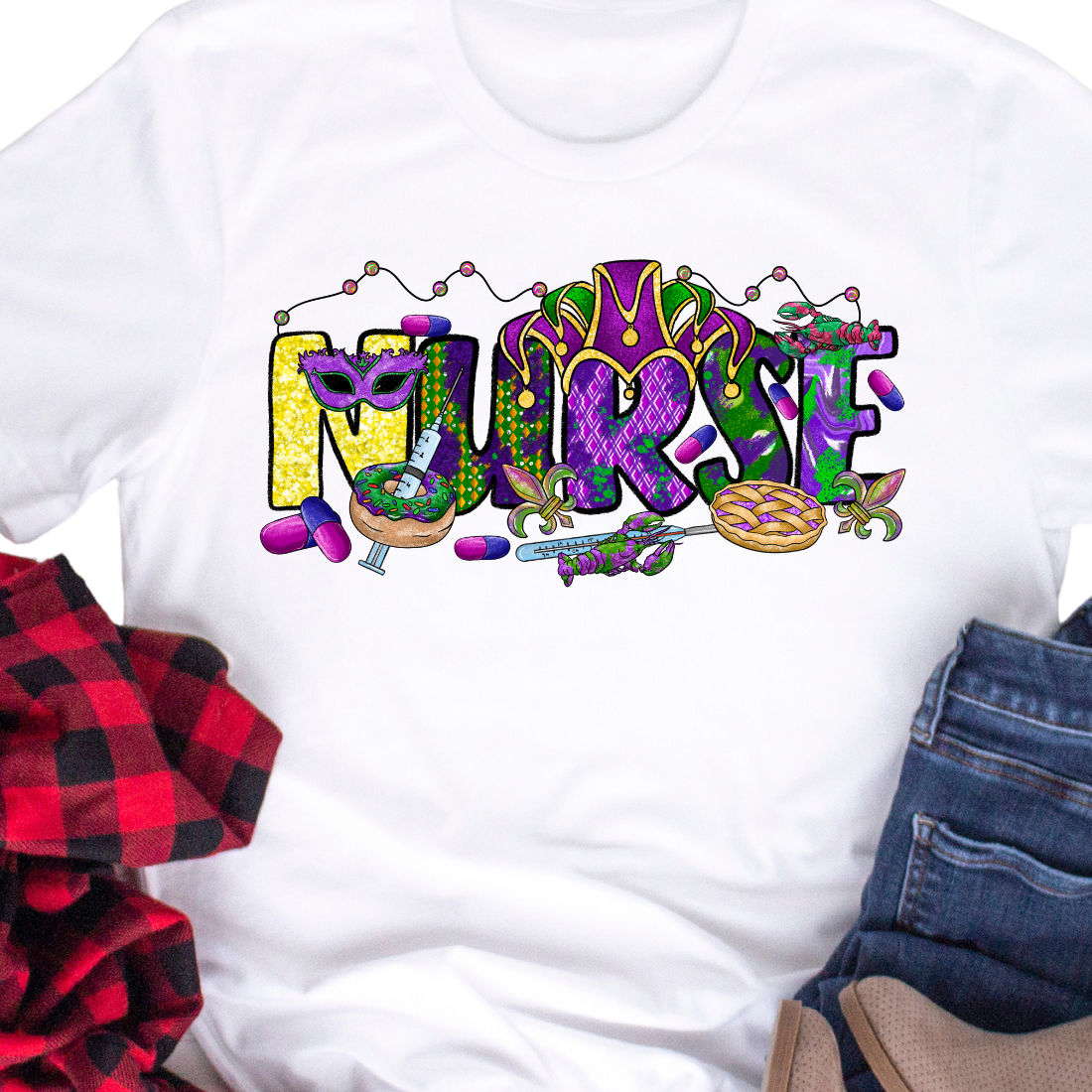 Mardi Gras Nurse - Unisex T-Shirt