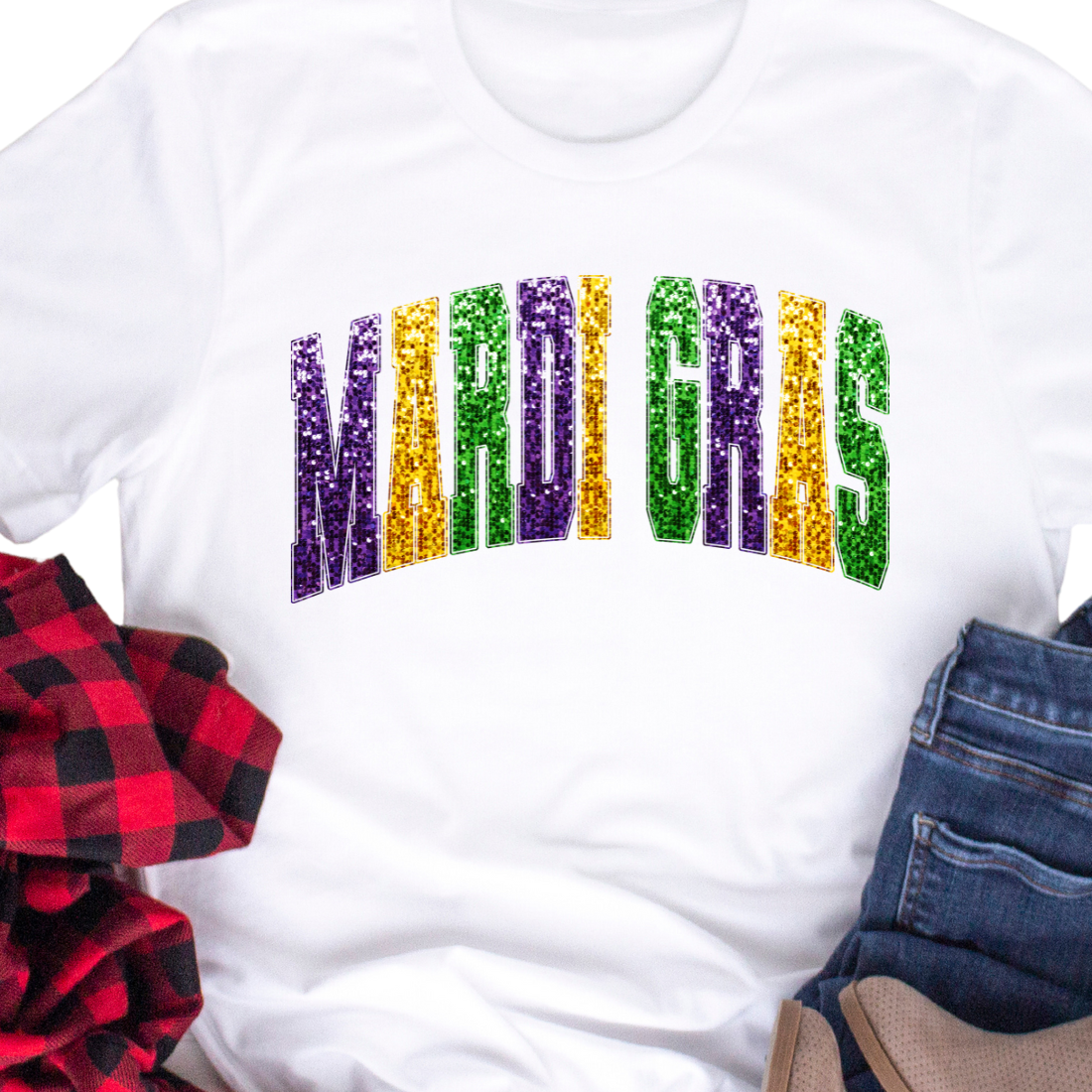 Mardi Gras Curvy Glitter - Unisex T-Shirt