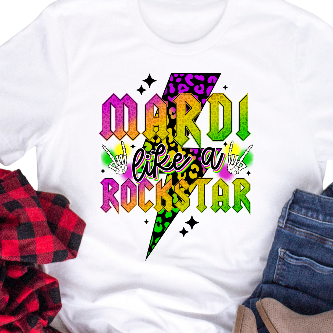 Mardi Like A Rockstar Lightning - Unisex T-Shirt