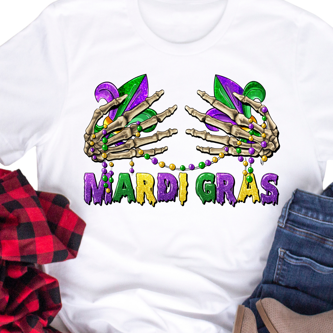 Mardi Gras Skeleton Hands - Unisex T-Shirt