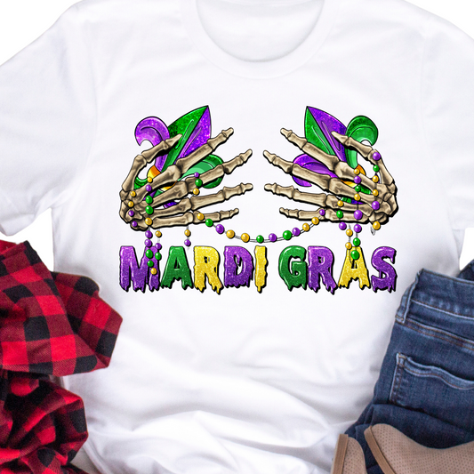 Mardi Gras Skeleton Hands - DTF Transfer