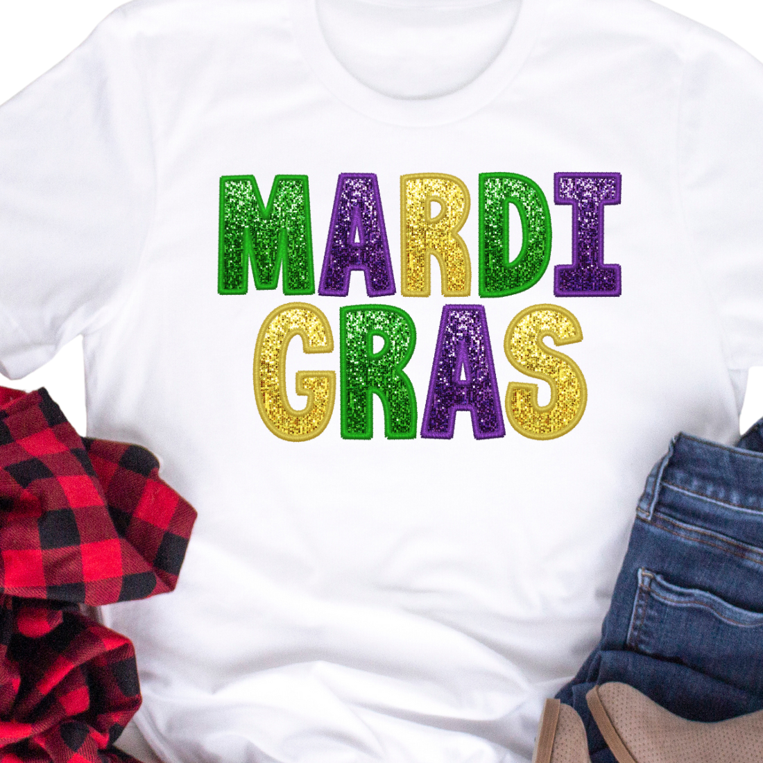 Mardi Gras Straight Font - Unisex T-Shirt