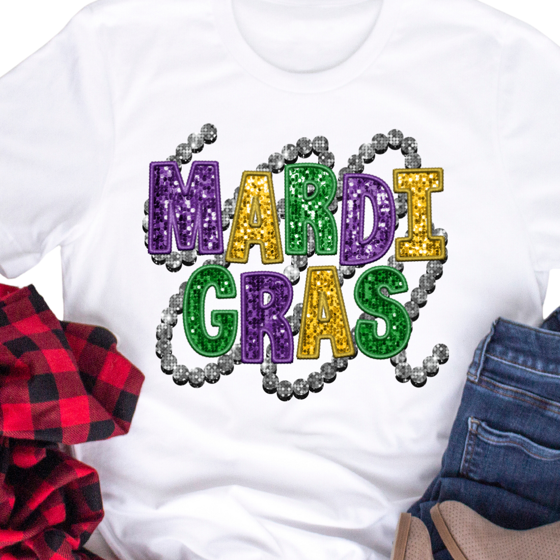 Mardi Gras Glitter And Beads - Unisex T-Shirt