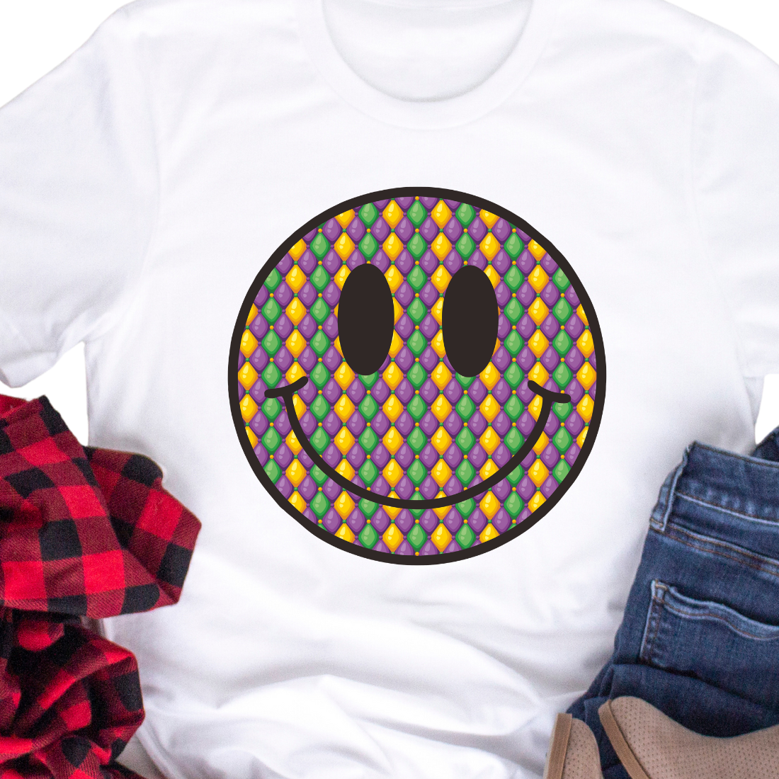 Patterned Smiley Face - Unisex T-Shirt