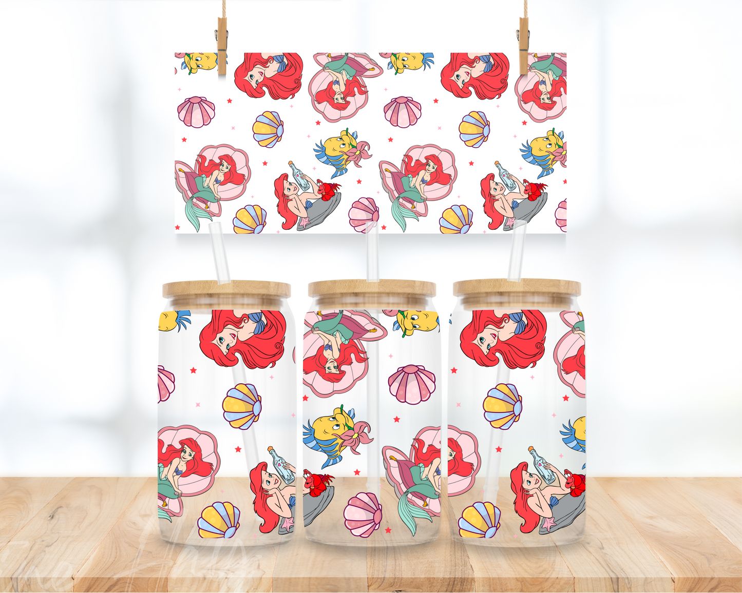 Red Hair Mermaid - 16 oz. UV DTF Cup Wrap