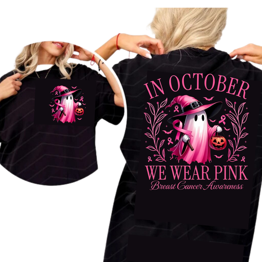 In October We Wear Pink / Ghost with Pocket Design - DTF Transfer