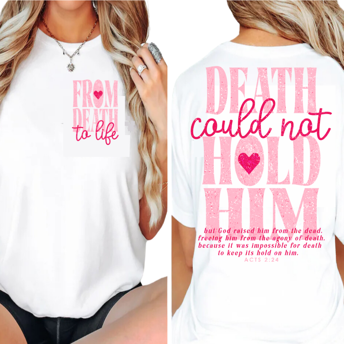 Death Could Not Hold Him - Back and Pocket - Unisex T-Shirt