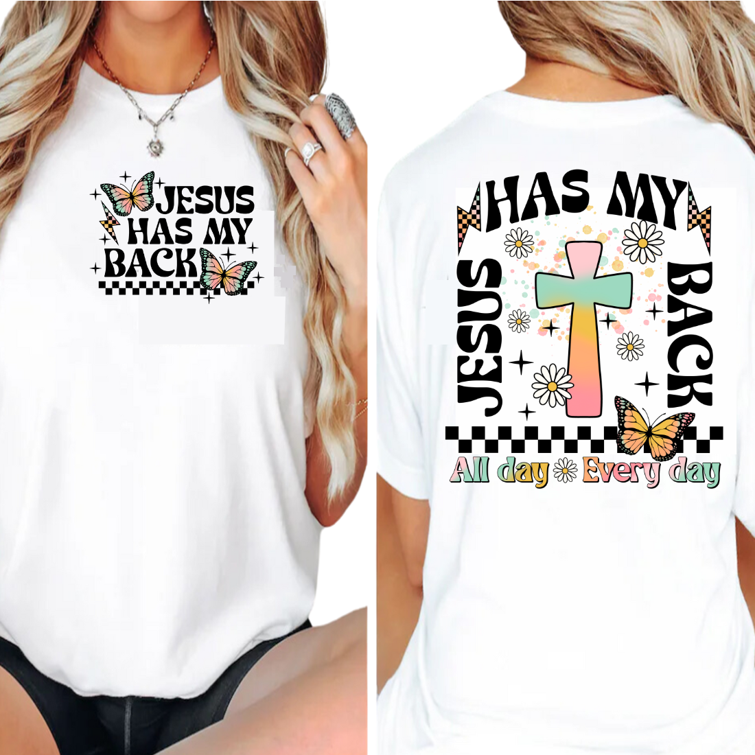 Jesus Has My Back - Back and Pocket - Unisex T-Shirt