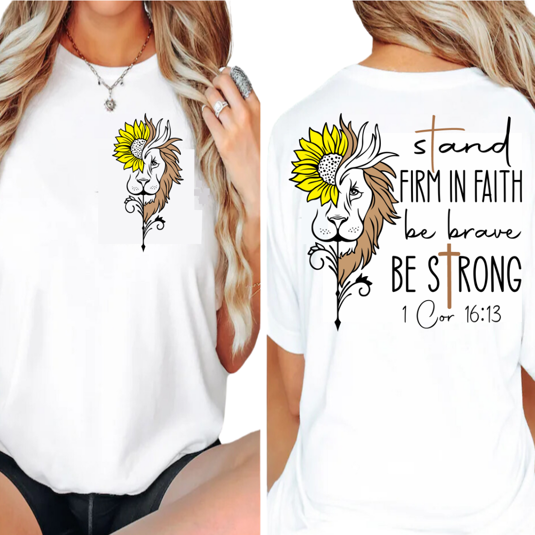 Stand Firm In Faith, Be Brave Be Strong - Back and Pocket - Unisex T-Shirt