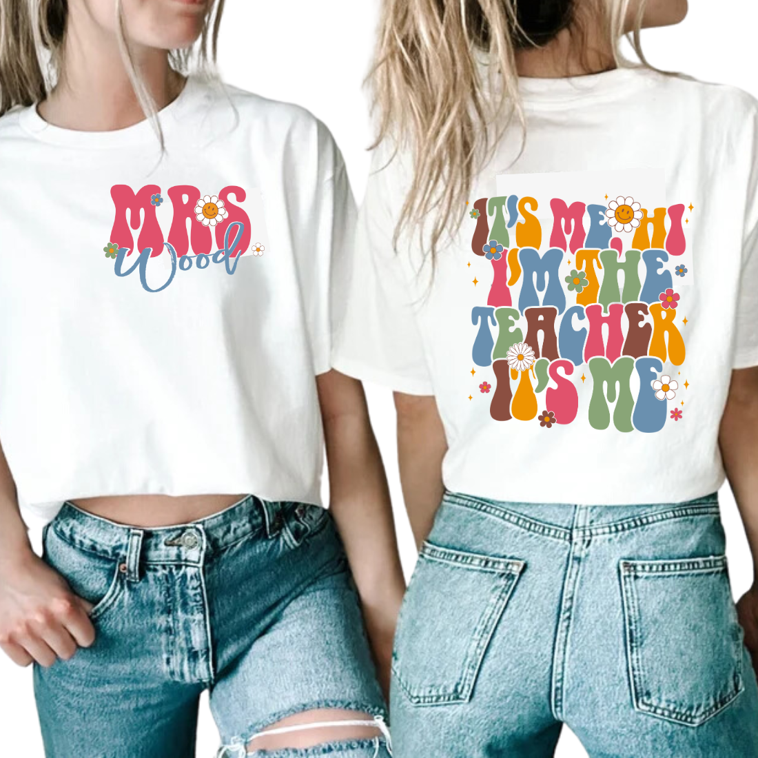 It's Me Hi I'm The Teacher It's Me - Back and Pocket - Unisex T-Shirt