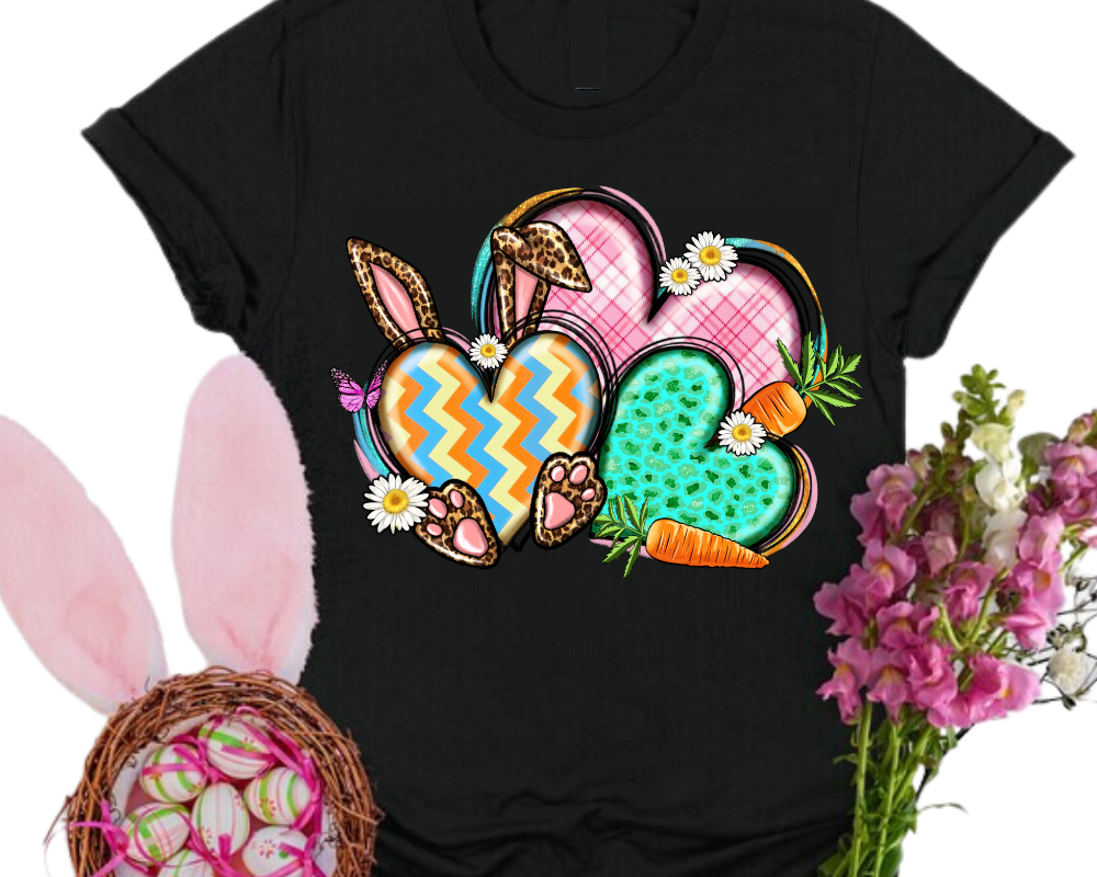 Easter Patterned Hearts With Bunny Ears - Unisex T-Shirt