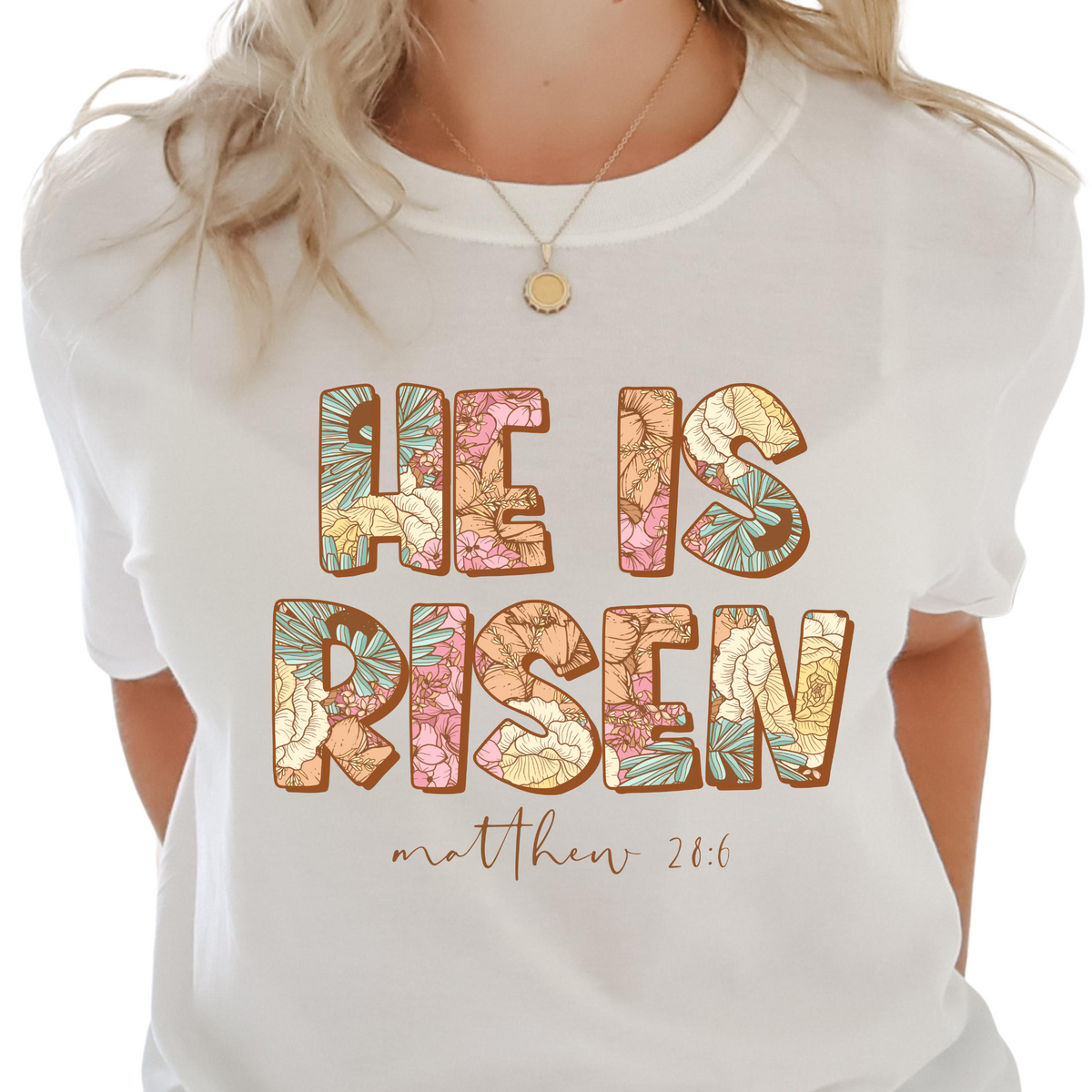 He is Risen / Floral Letters - Unisex T-Shirt