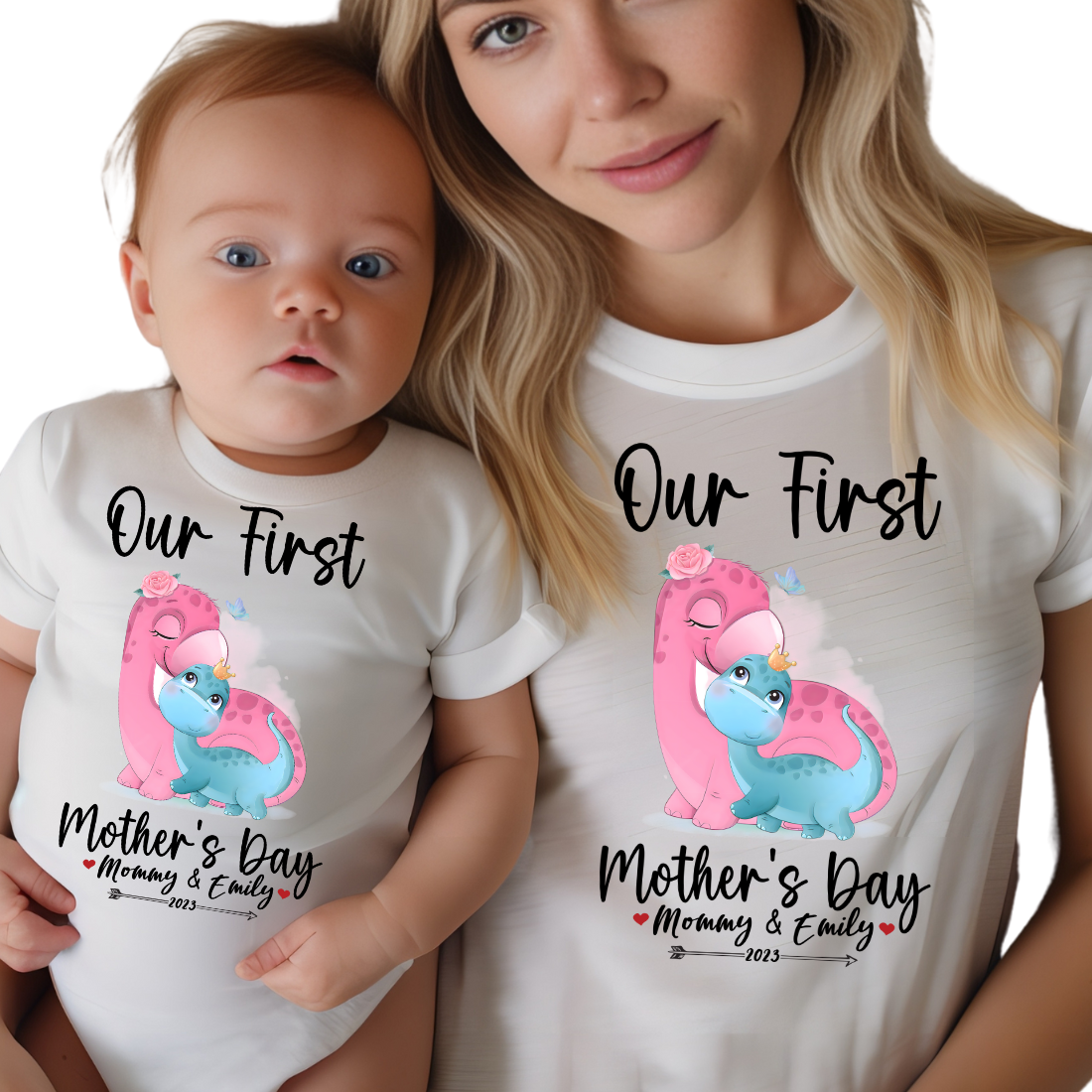 Our First Mother's Day / Dino & Custom Names / BOTH TRANSFERS - DTF Transfer