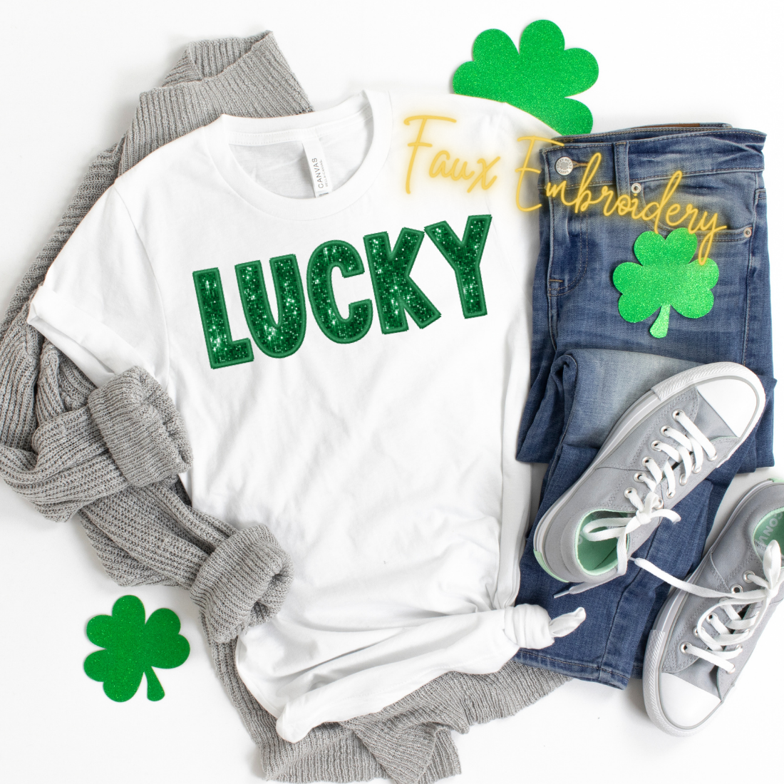 Faux Embroidery / Lucky - Unisex T-Shirt