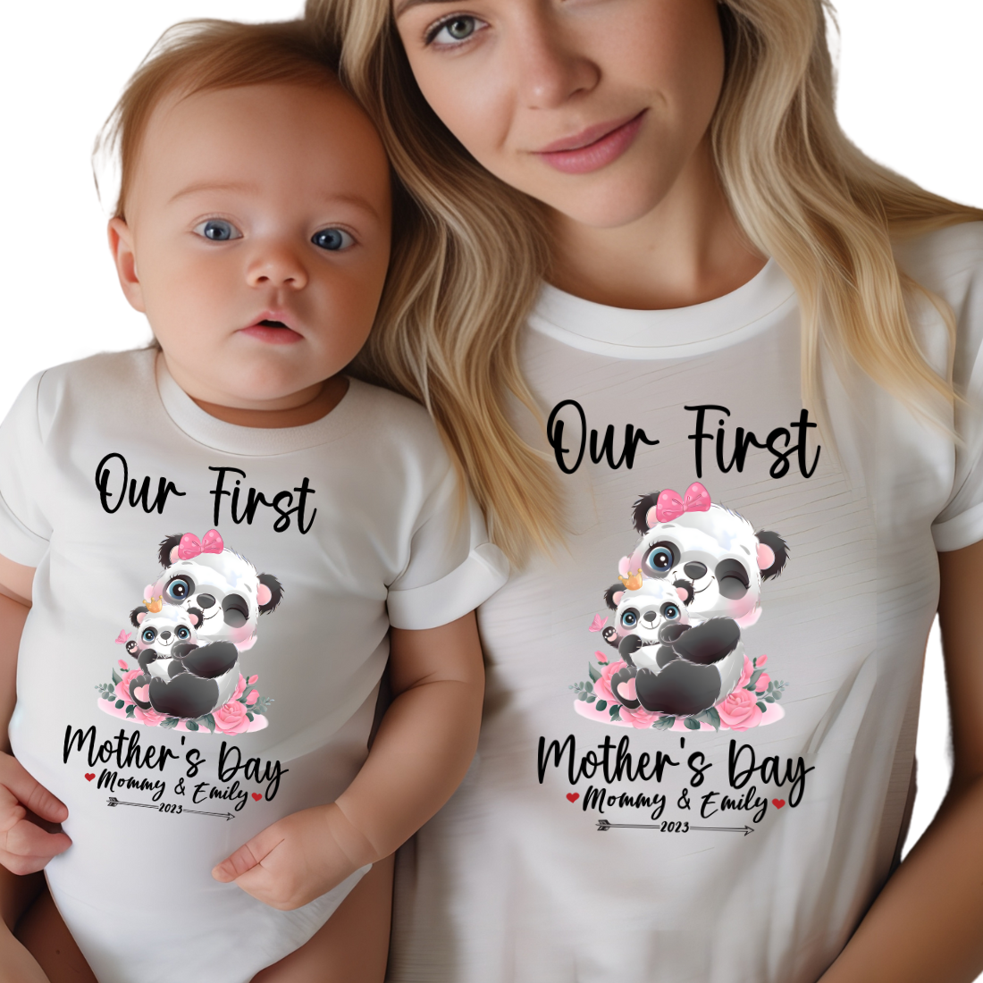 Our First Mother's Day / Panda & Custom Names / BOTH TRANSFERS - DTF Transfer