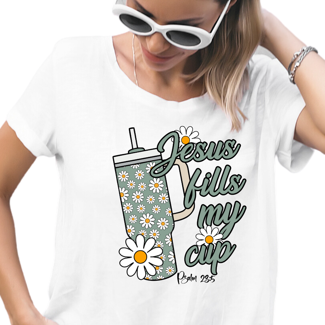 Jesus Fills My Cup, Blue - Unisex T-Shirt